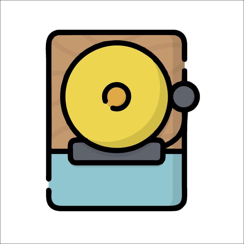 A yellow disc on a wooden table vector