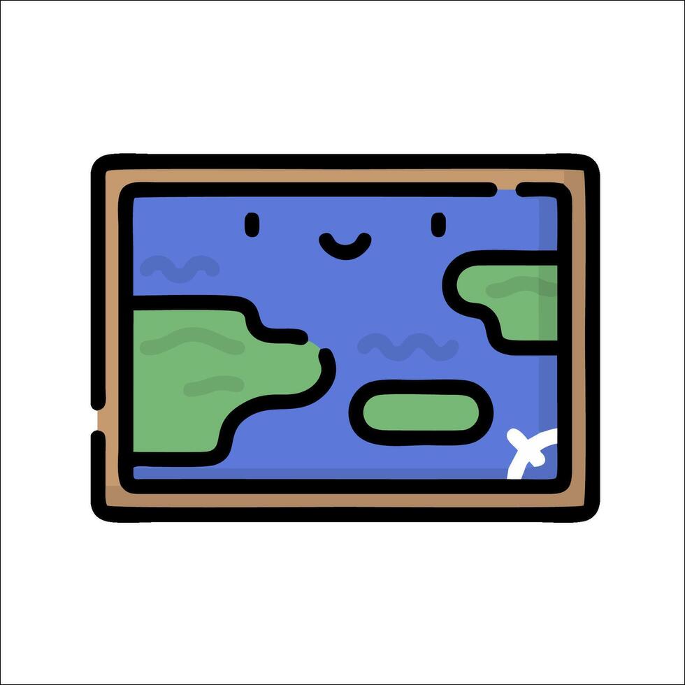 A cartoon world map with a smiley face vector