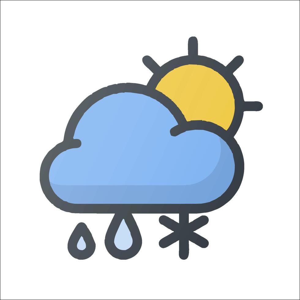 A weather icon with a sun and rain vector