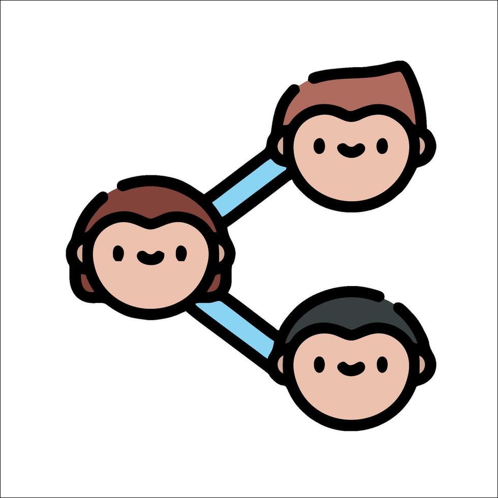 A cartoon of three people with one of them holding a blue and black stick vector