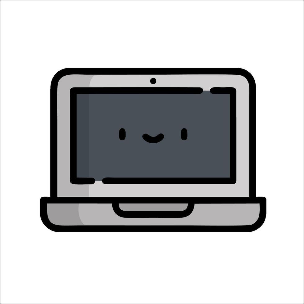 A laptop with a smiley face on it vector
