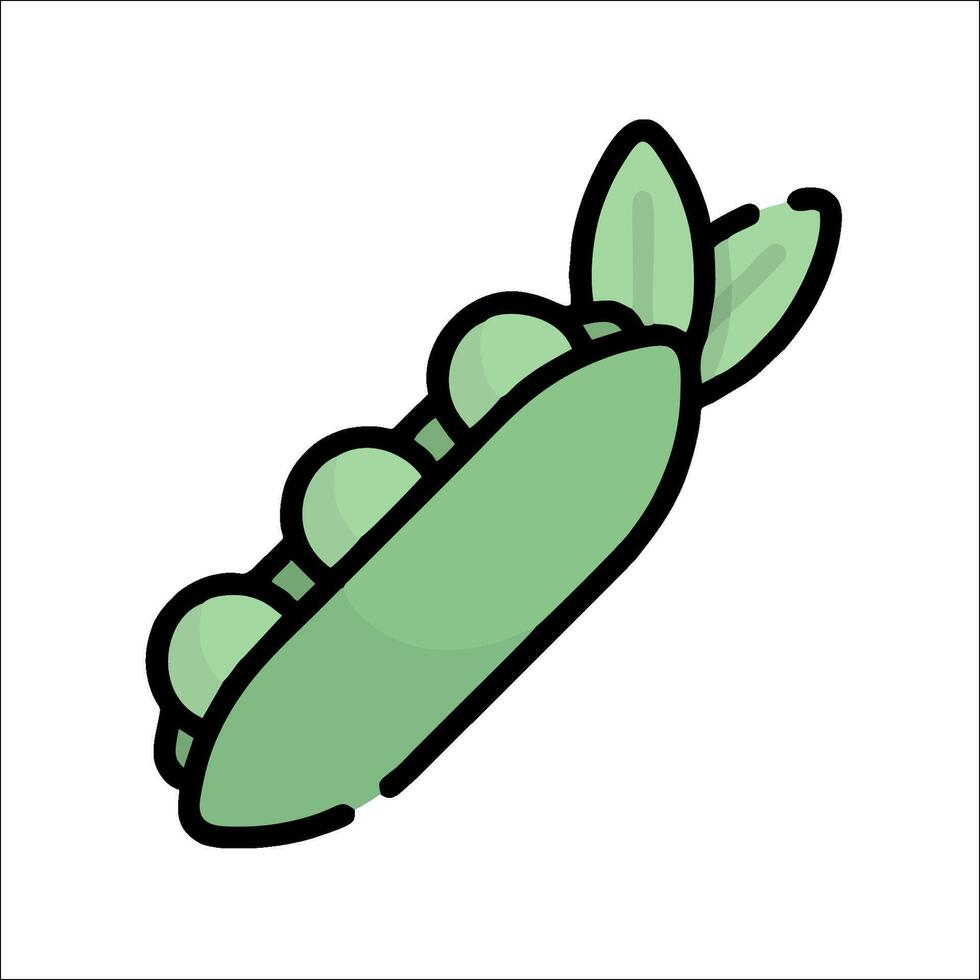 A green pea pod icon on a white background vector