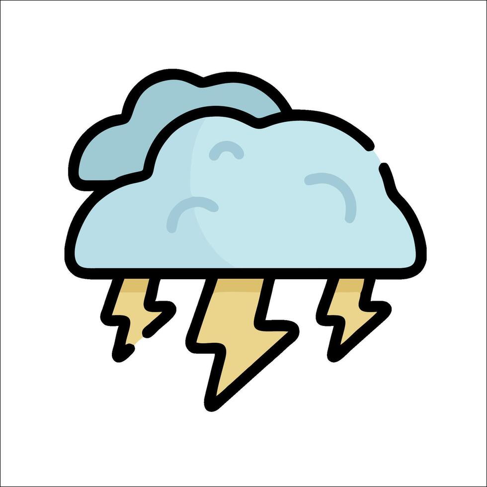 A cartoon cloud with lightning and thunder vector