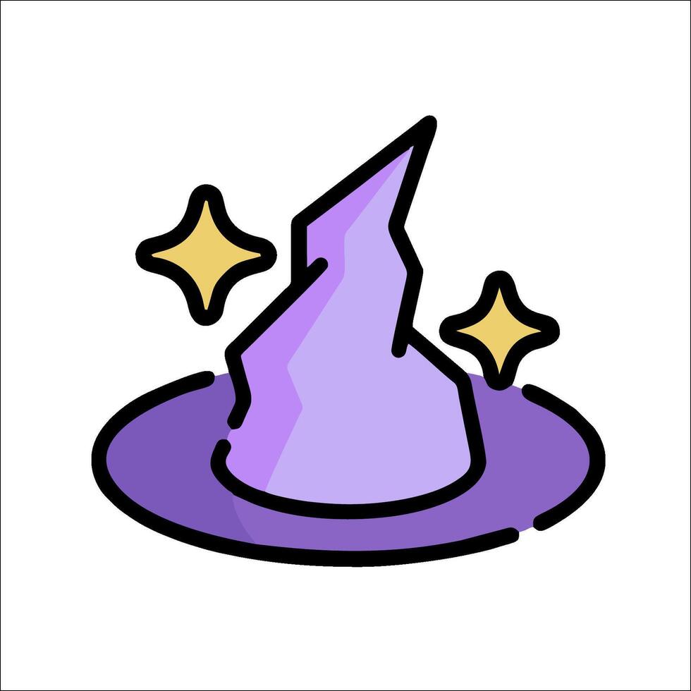 A purple witch hat with stars on it vector