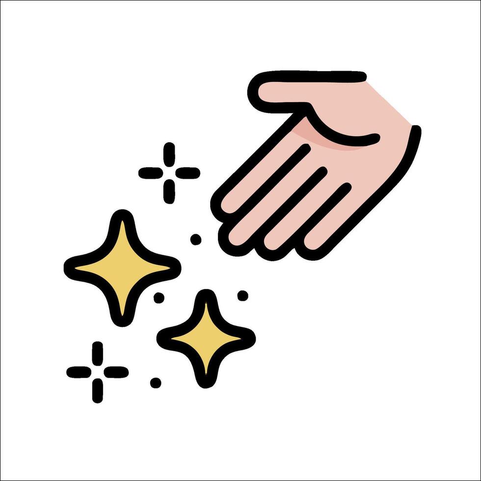 A hand is touching a star icon vector