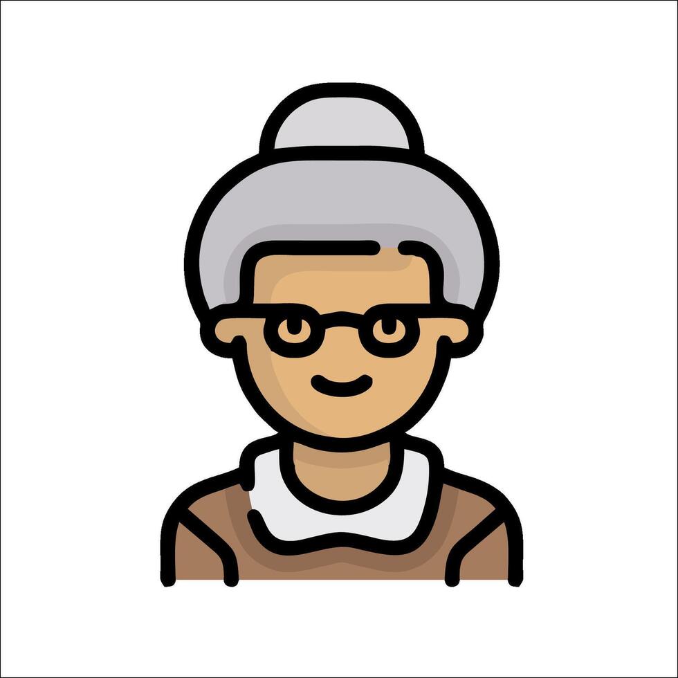 An old woman with glasses and a hat vector