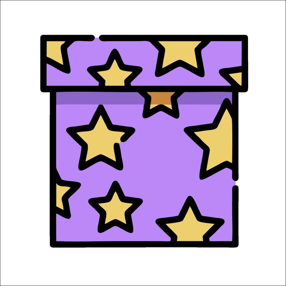 A purple box with stars on it vector