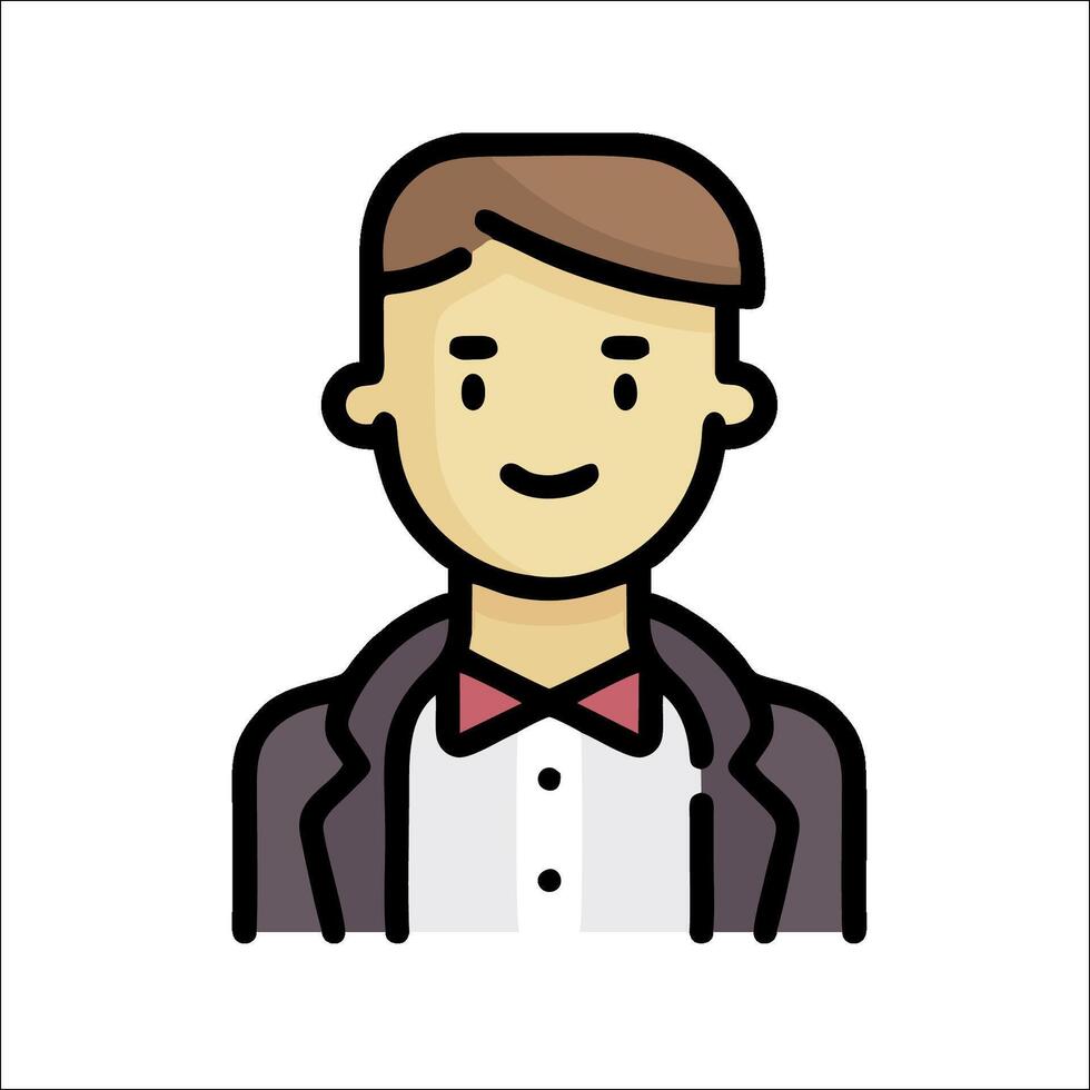 A man in a suit and bow tie icon vector