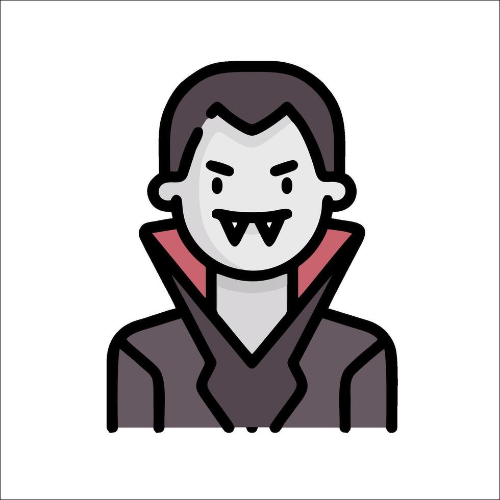 A vampire icon with a black and white face vector