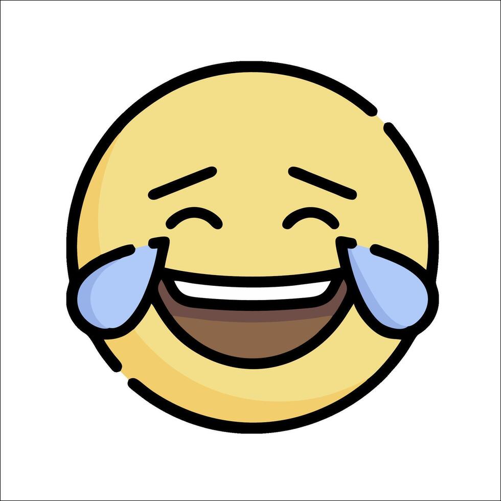 A cartoon emoticion with a tear on its face vector