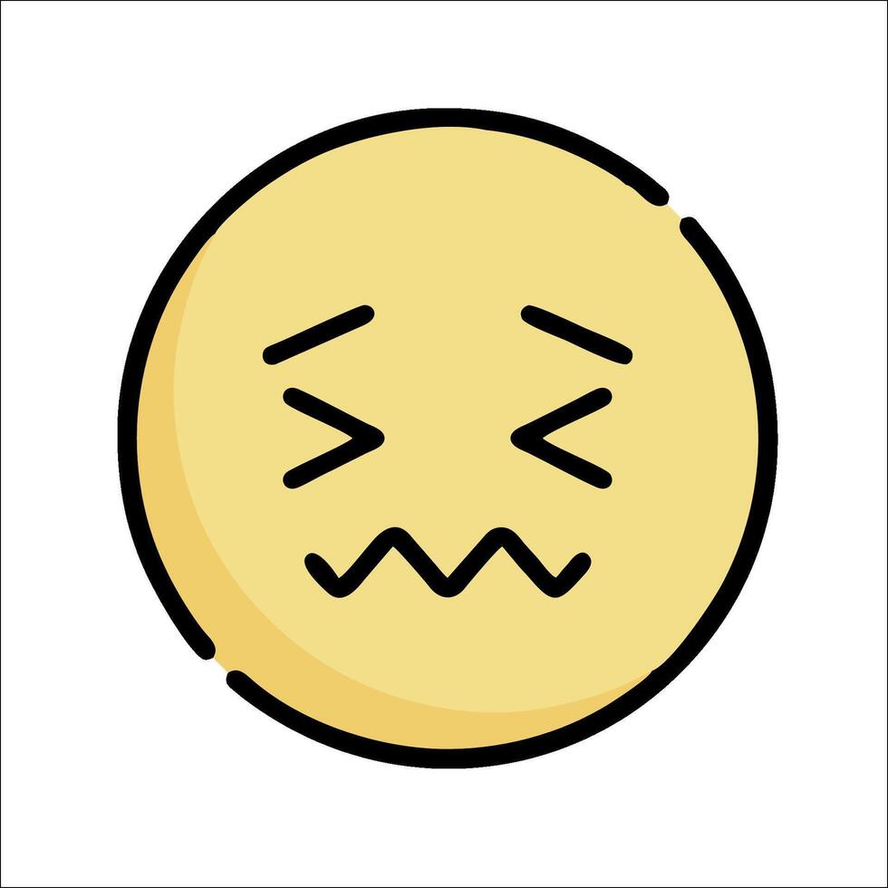 A yellow emoticion with a sad face vector