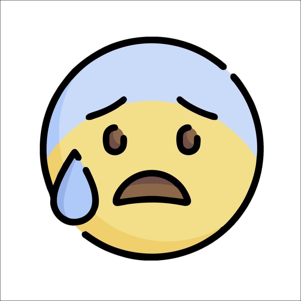 A sad emoticor with tears on his face vector