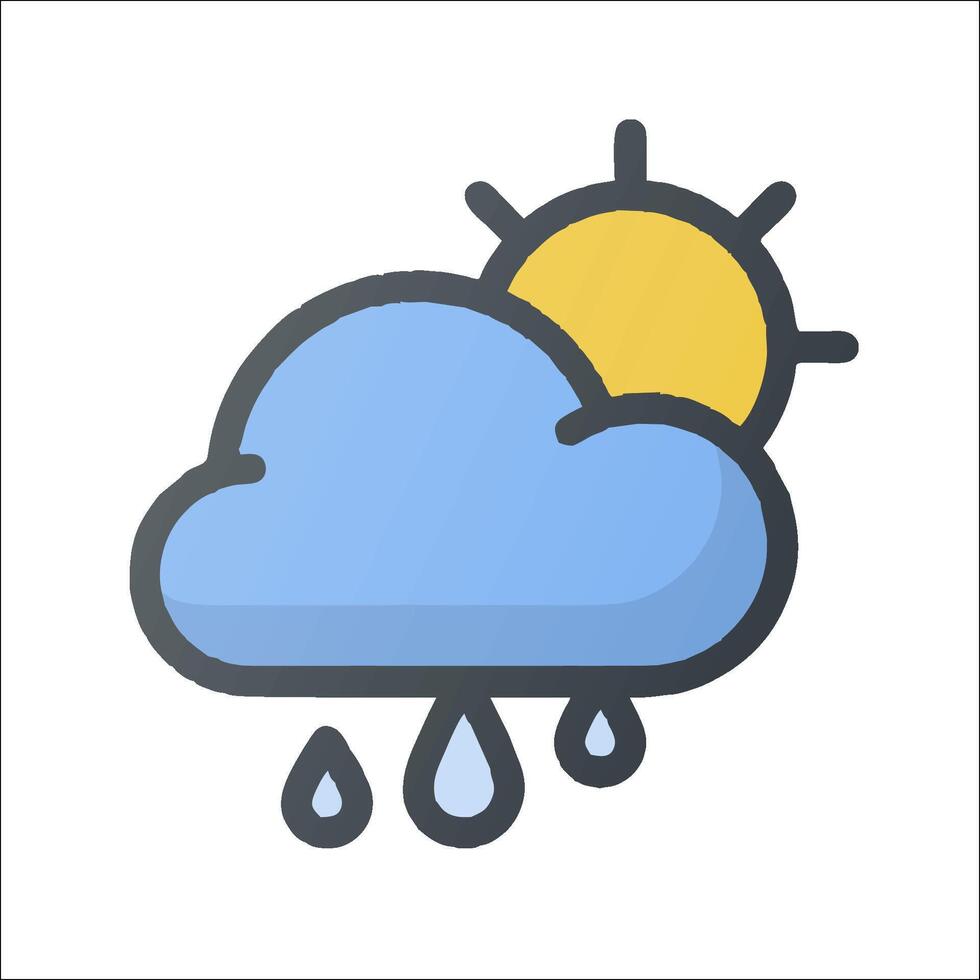 A weather icon with rain and sun vector