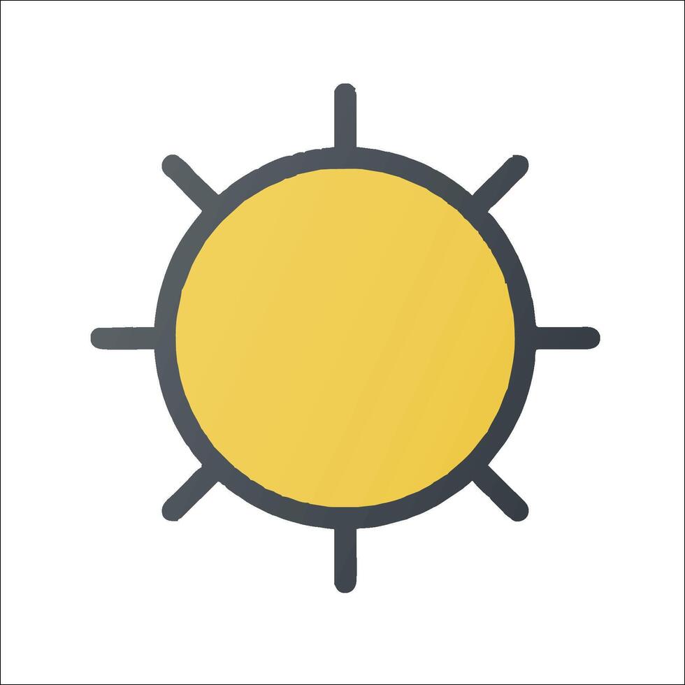 A yellow sun icon on a white background vector