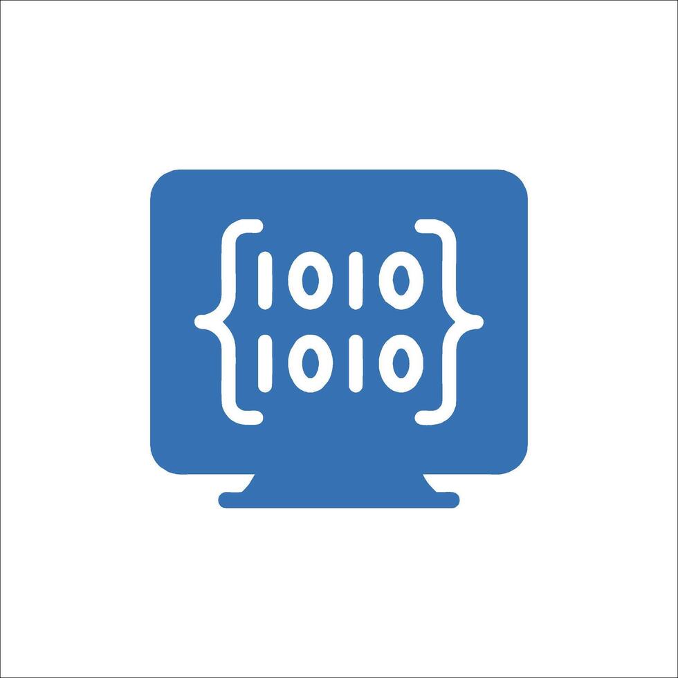 A computer monitor with binary code on it vector