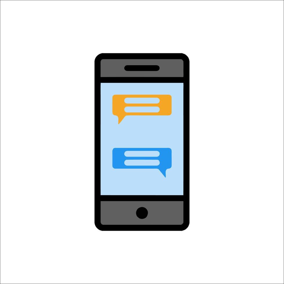 A smartphone with two chat bubbles on it vector