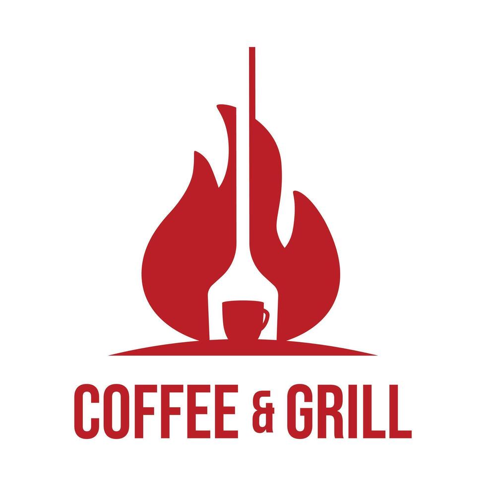 coffee and grill flat minimalist logo design vector