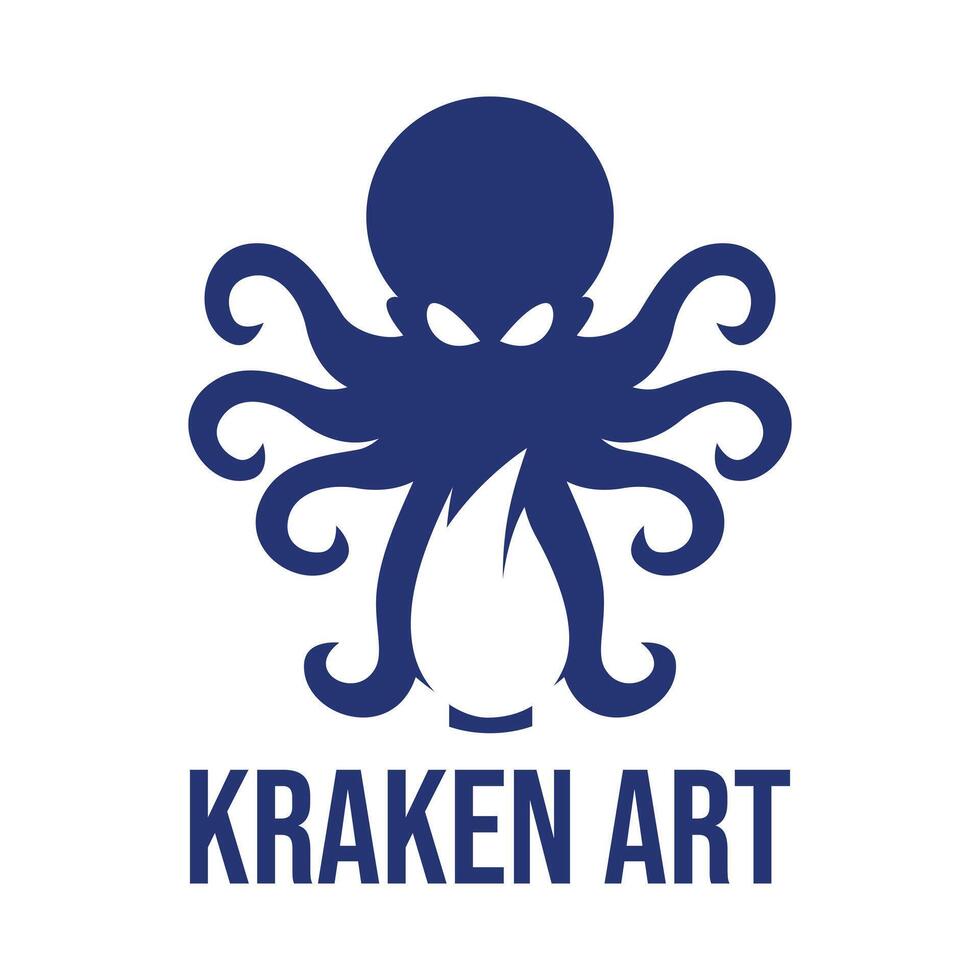kraken art flat minimalist logo design vector