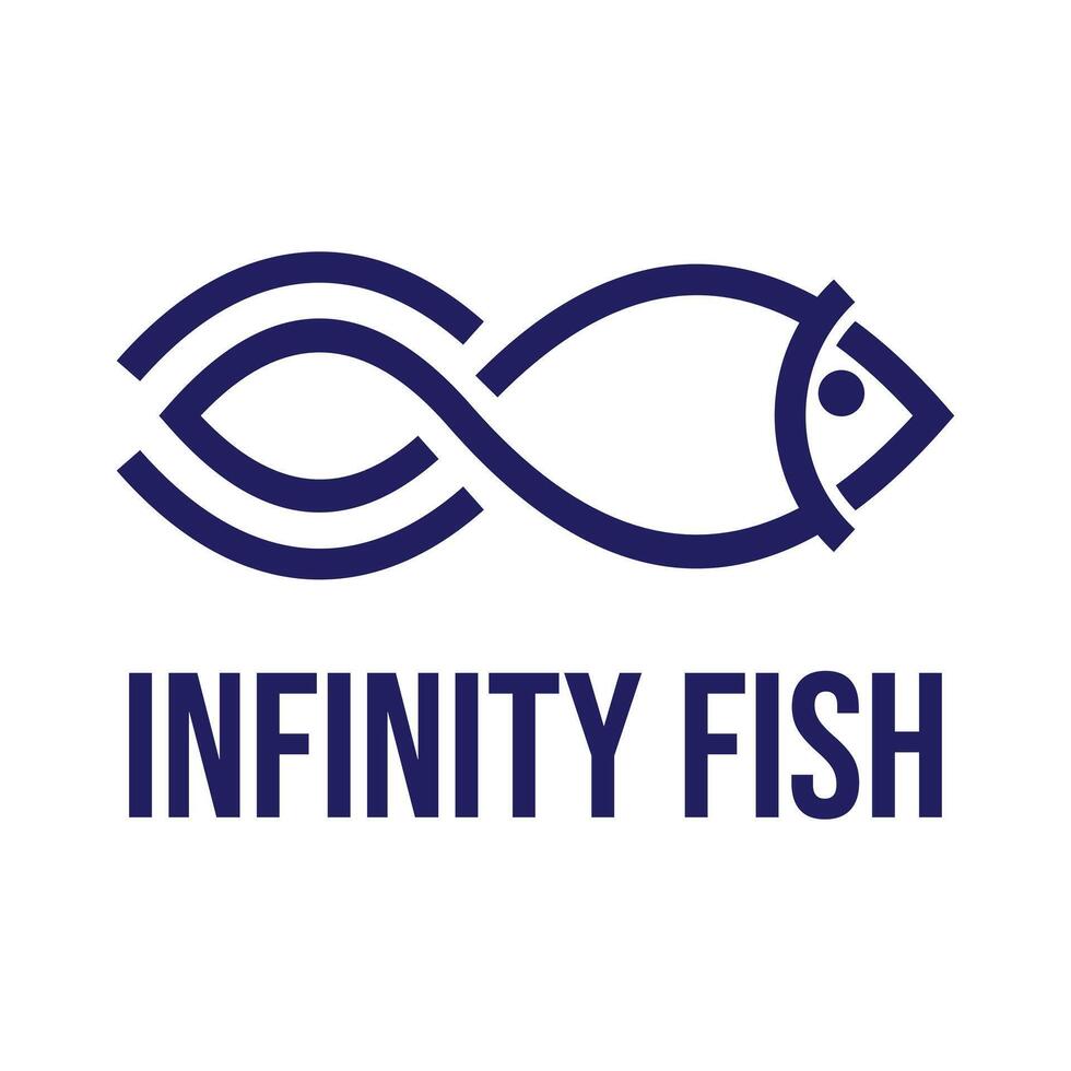 infinity abstract fish flat minimalist logo design vector