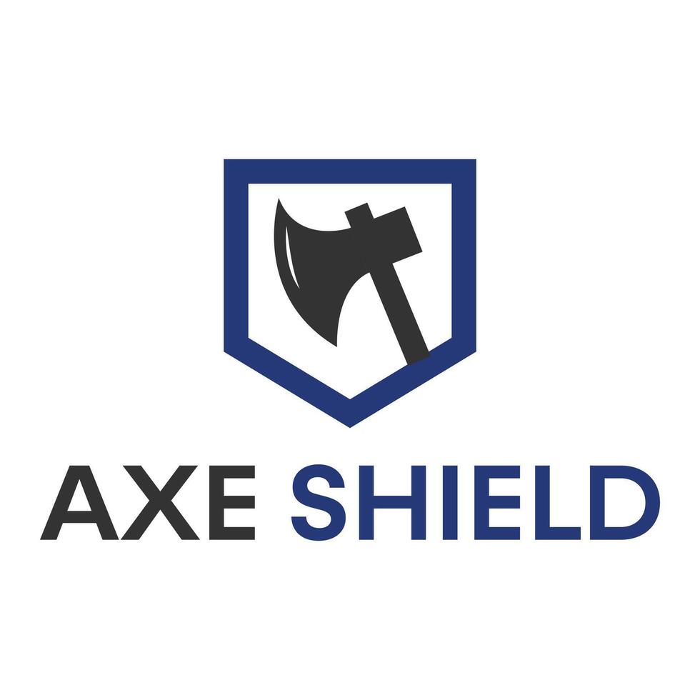 axe shield flat minimalist logo design vector