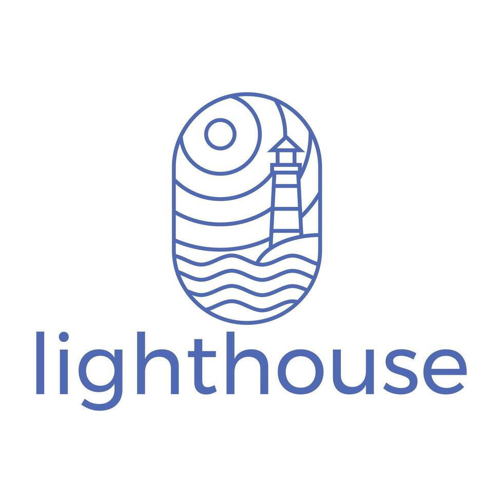 lighthouse flat minimalist logo design vector