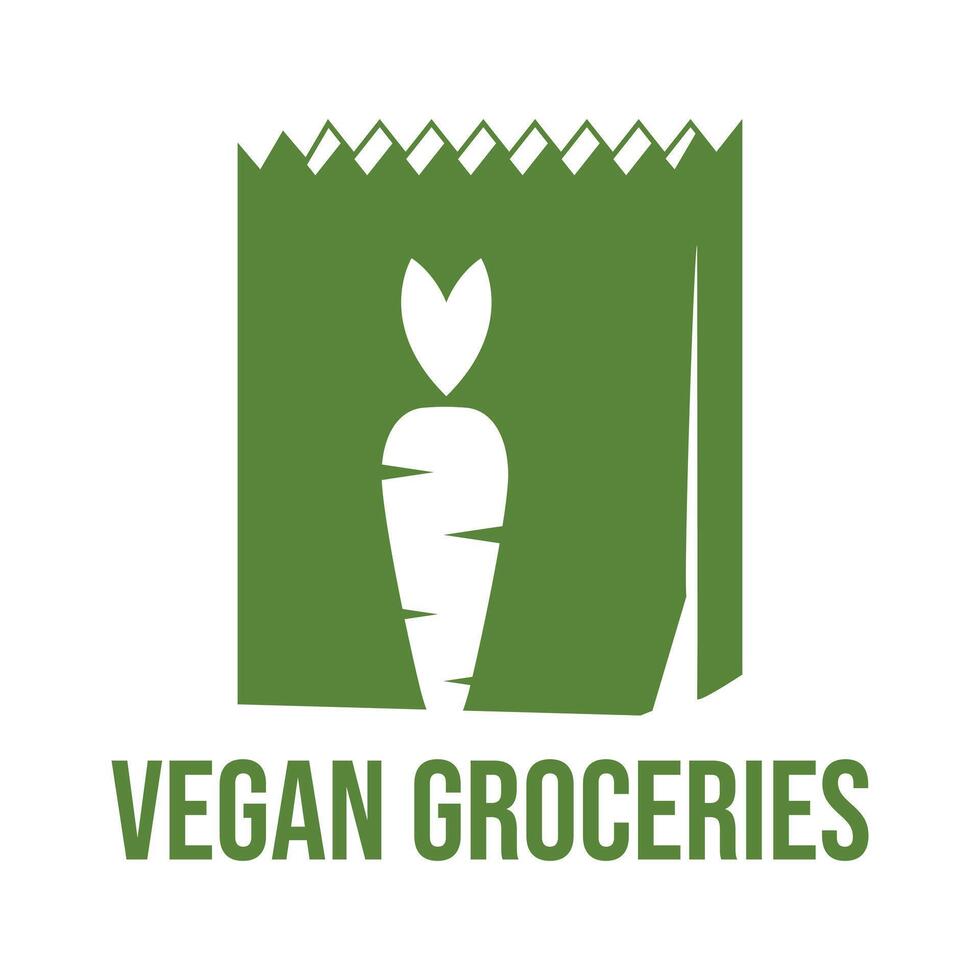 vegan groceries flat minimalist logo design vector