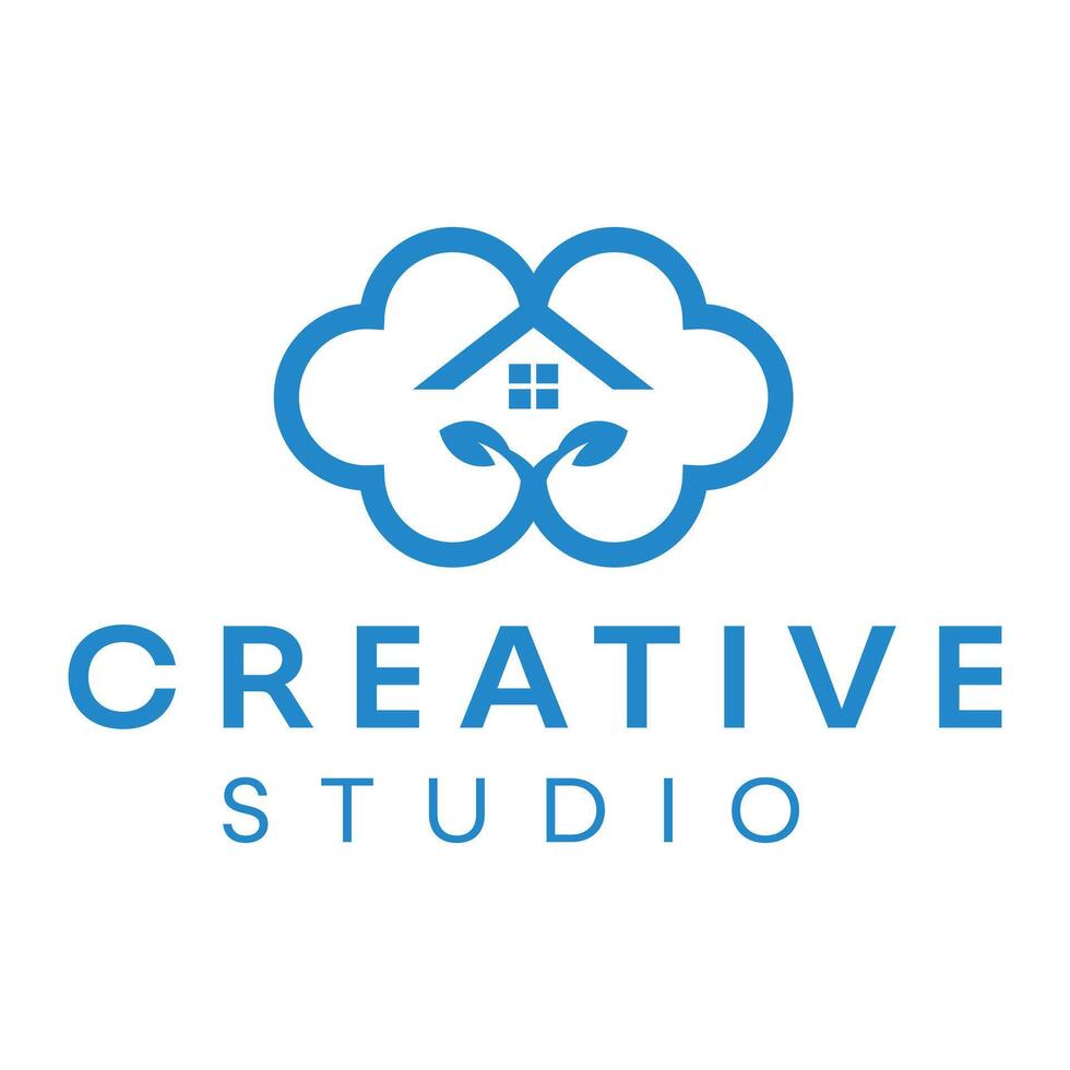 creative studio flat minimalist logo design vector