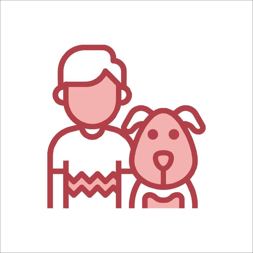 A man and his dog icon vector