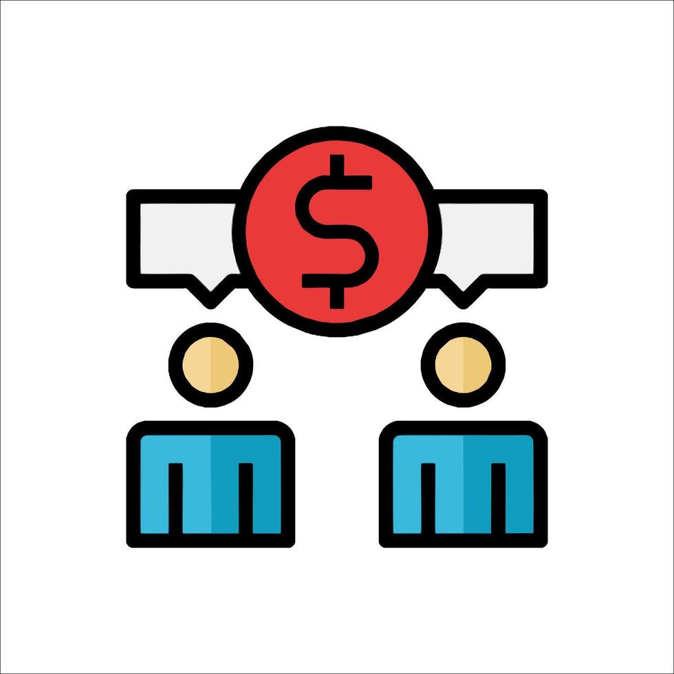 Two people are sitting at a table with a dollar sign above them vector