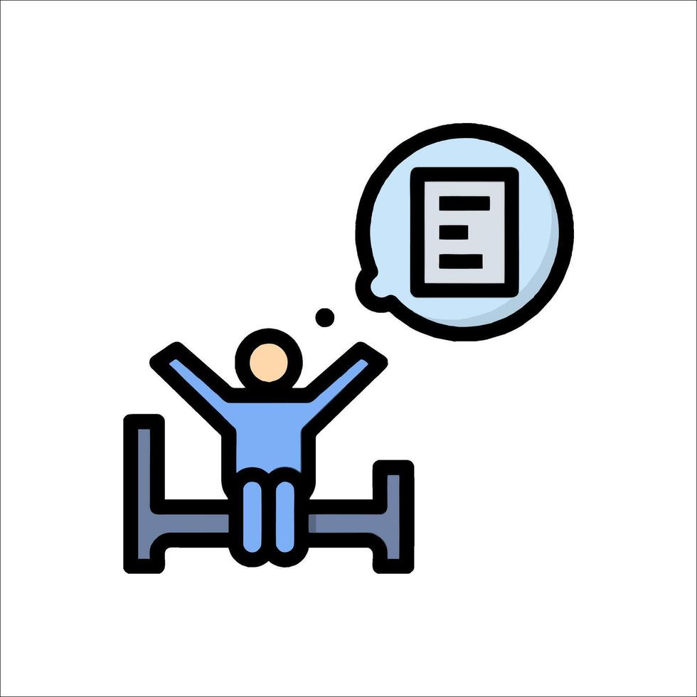 A man is sitting on a bed with a paper in front of him vector