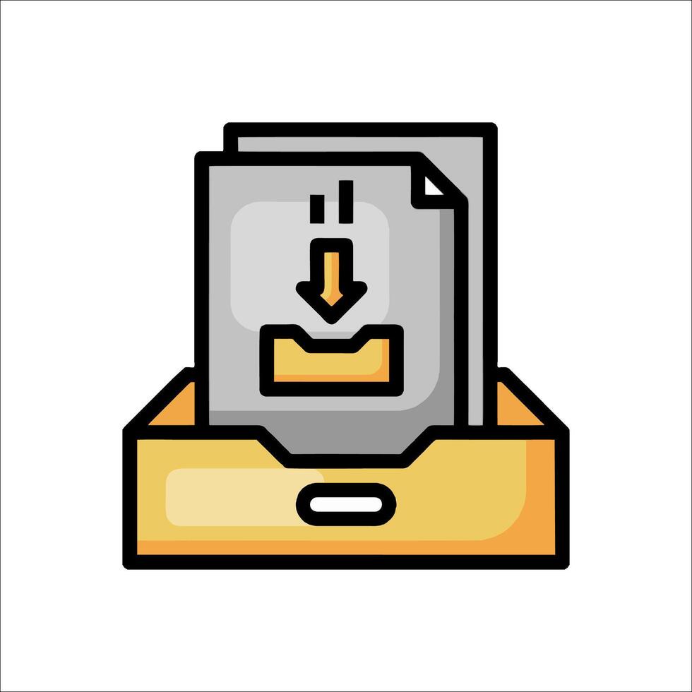 A box with a folder and a folder inside vector