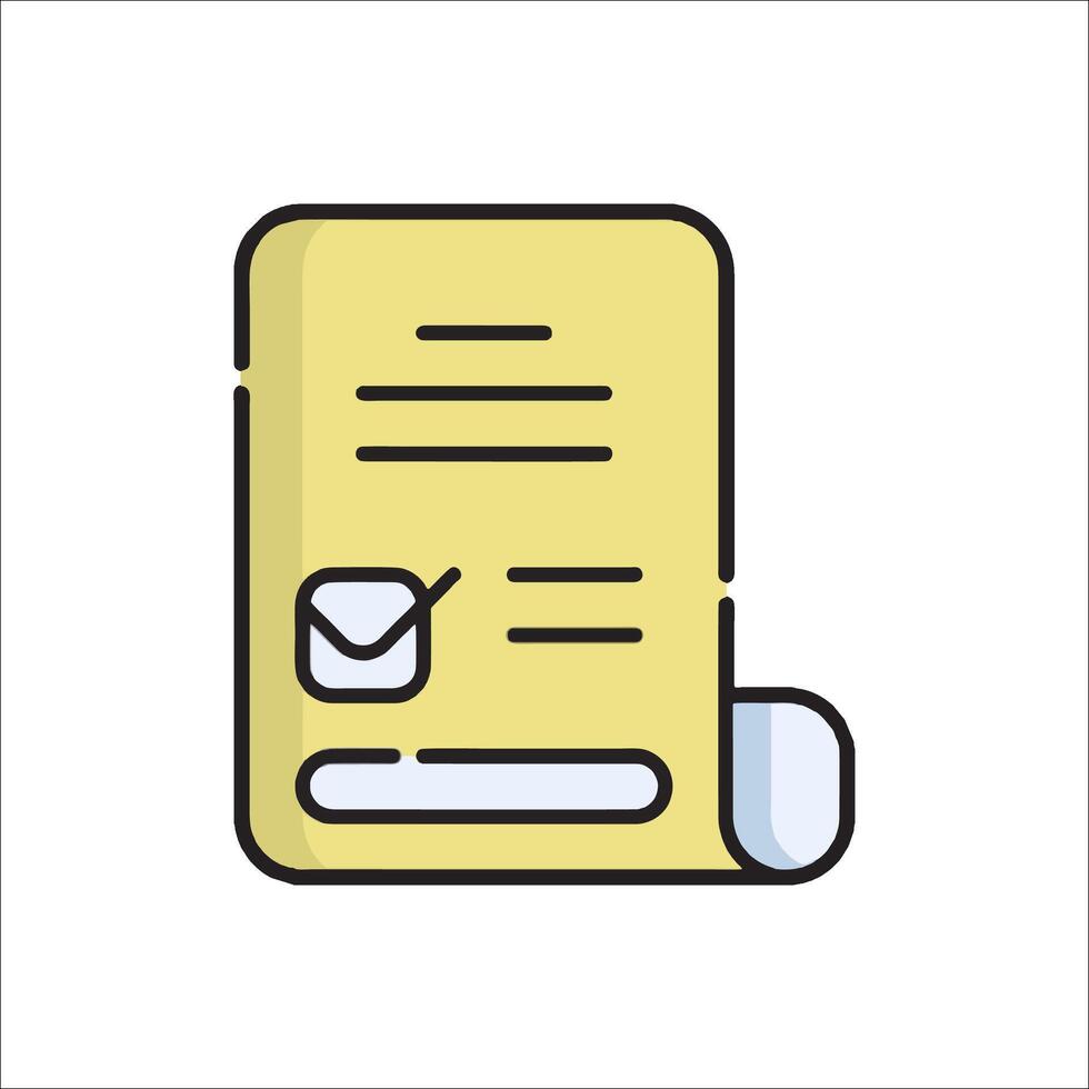 A yellow document with a check mark on it vector