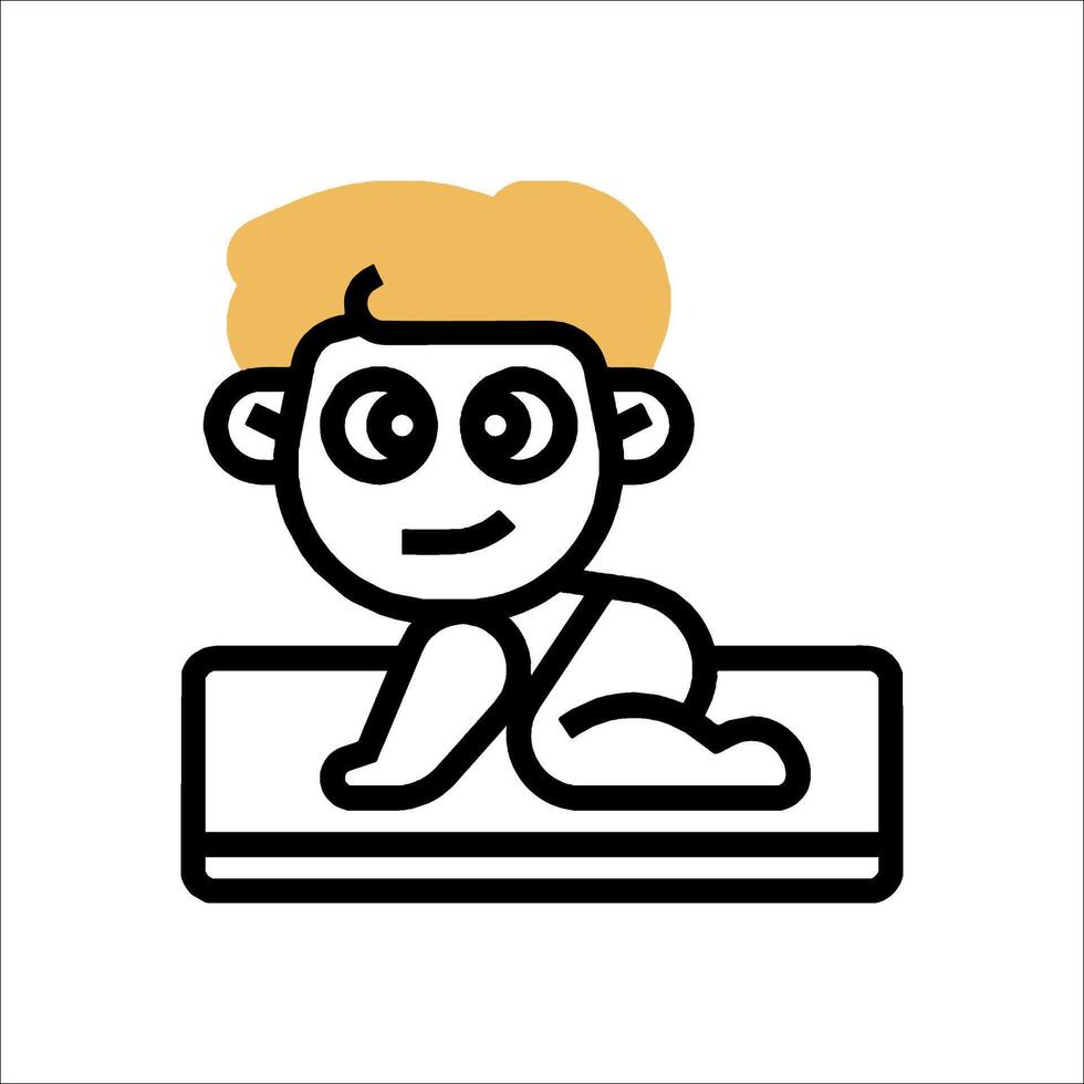 Baby boy on the floor icon illustration vector