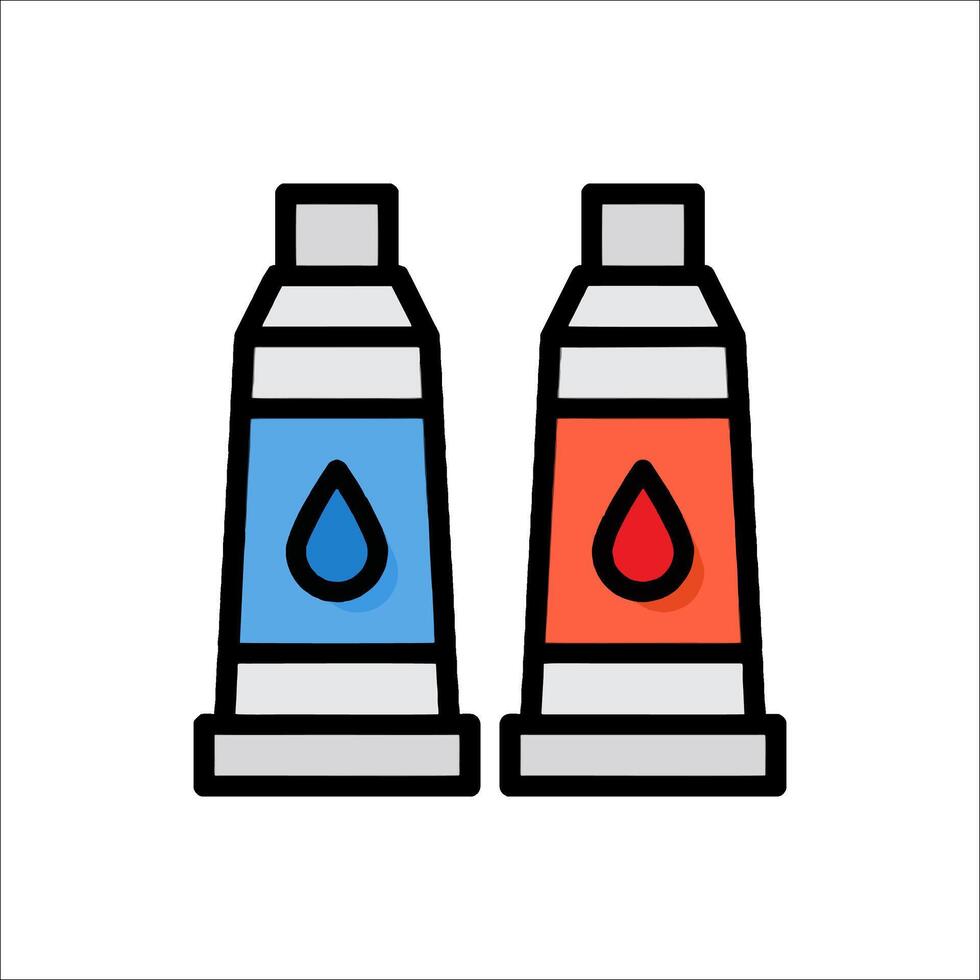Two bottles of paint with a drop of red and blue vector