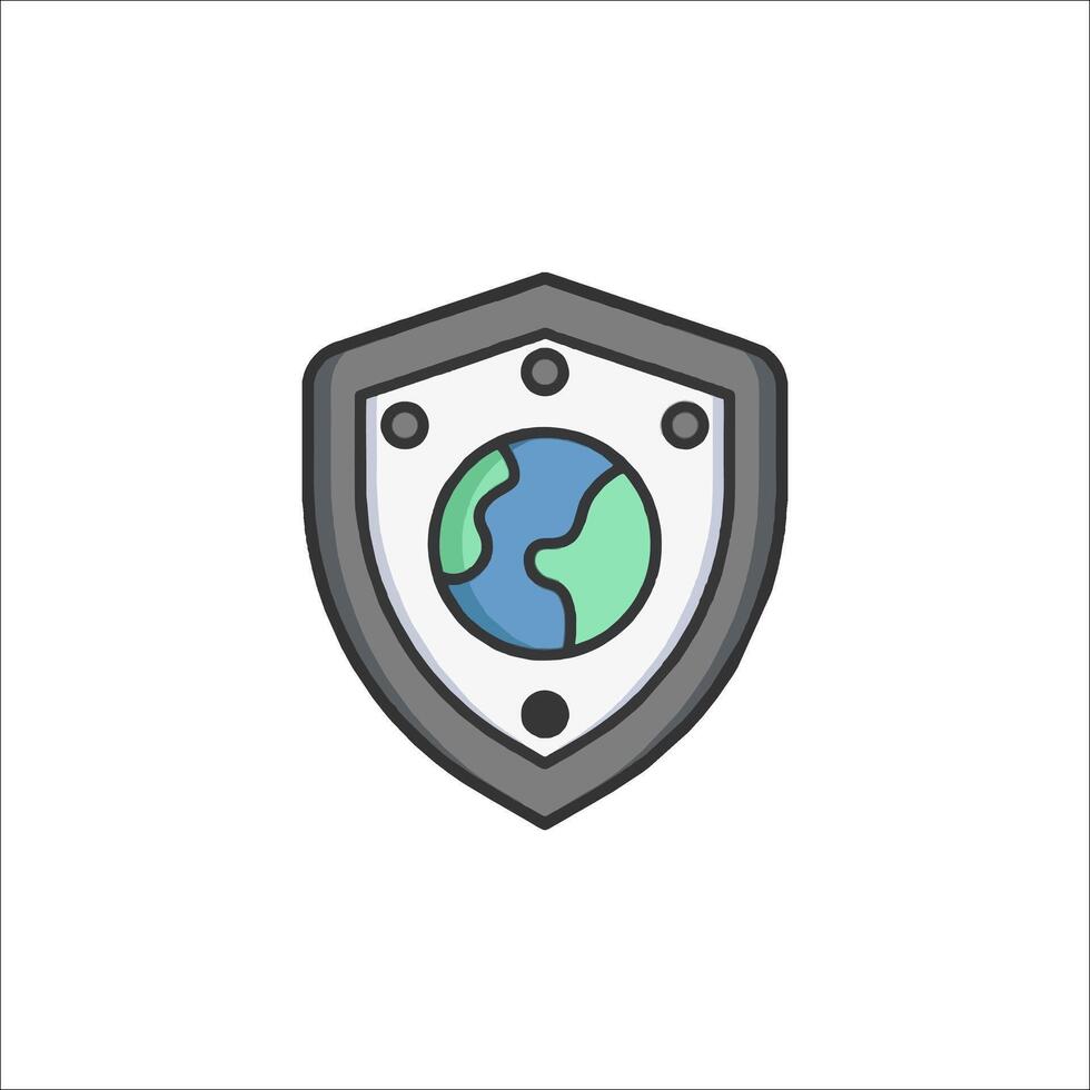 A shield with a globe on it vector