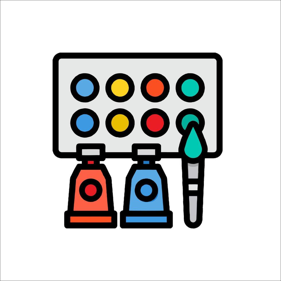 A paintbrush and paintbrush are on a white background vector