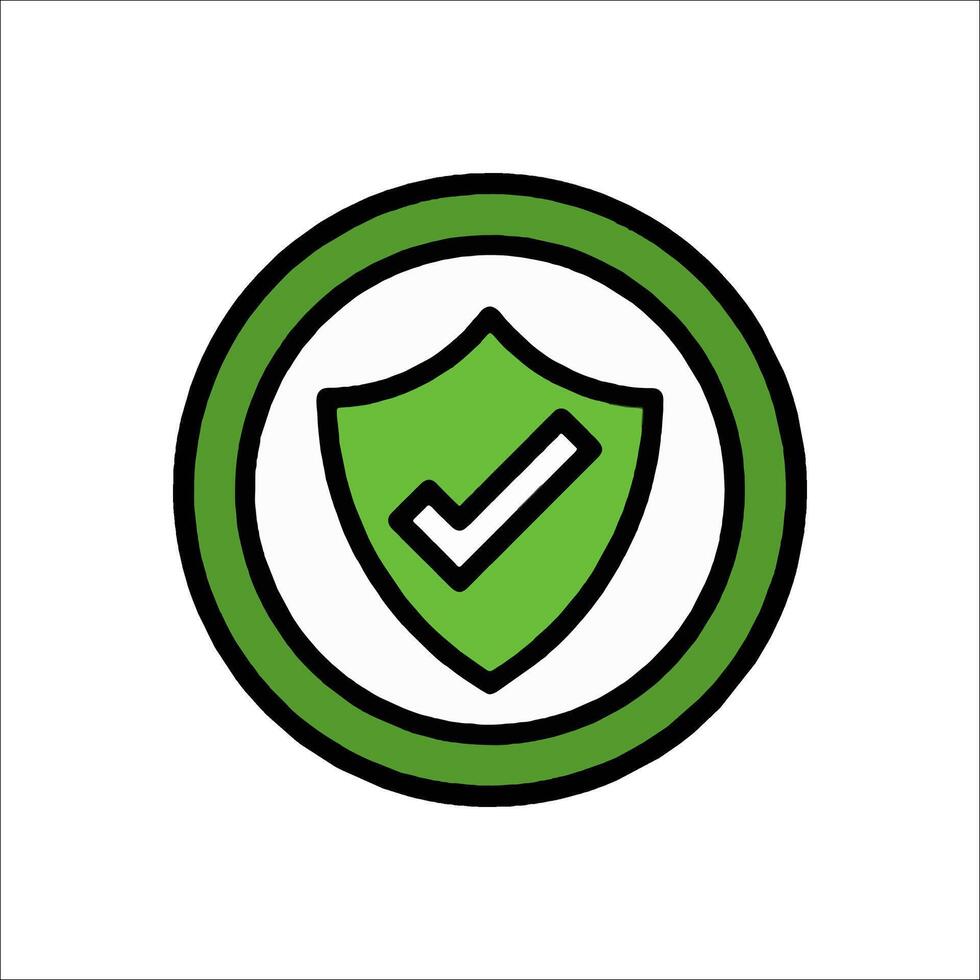 A green shield with a tick mark on it vector
