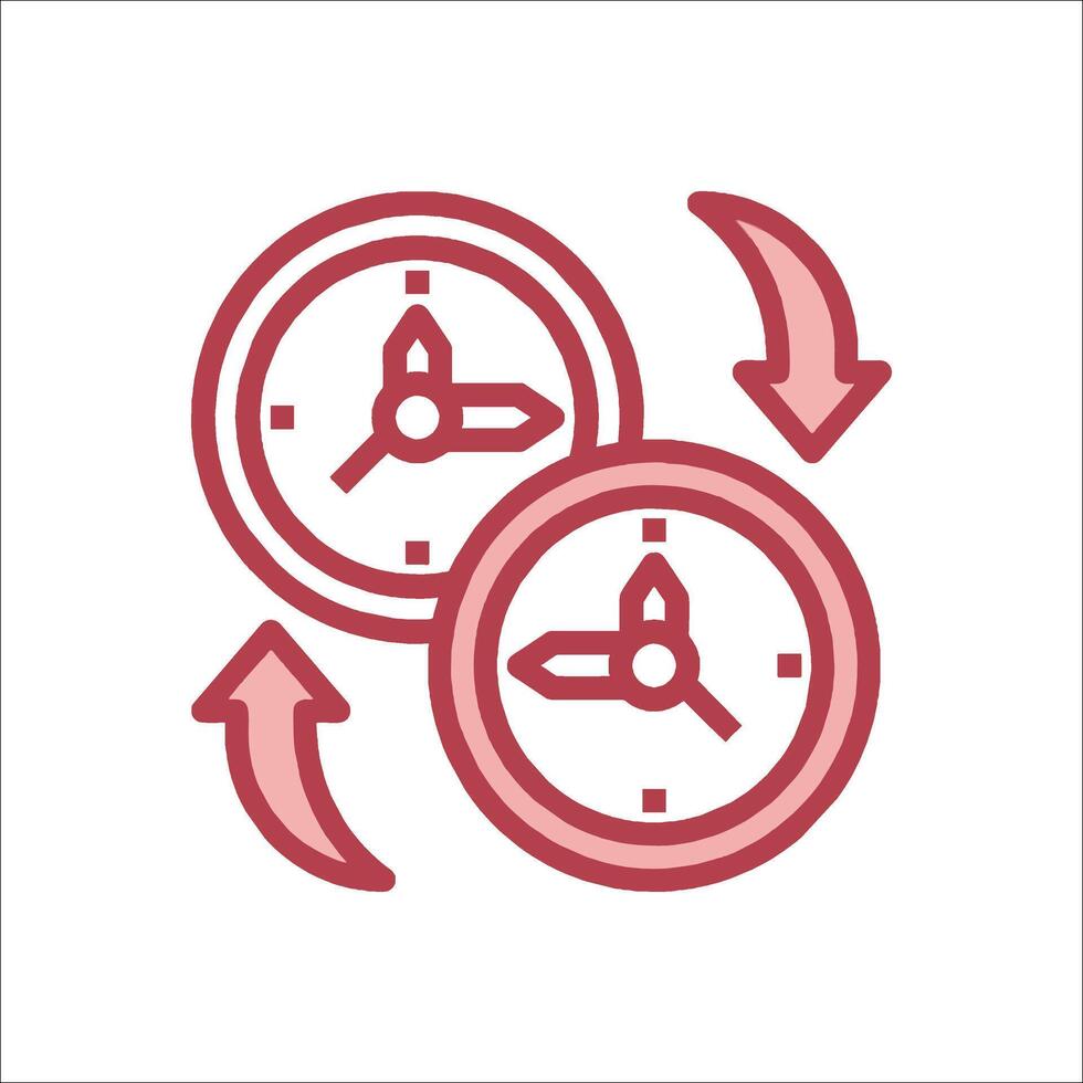 Two clocks are shown in a line icon vector