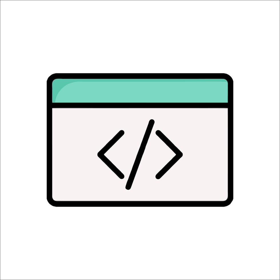 A computer screen with a code symbol on it vector