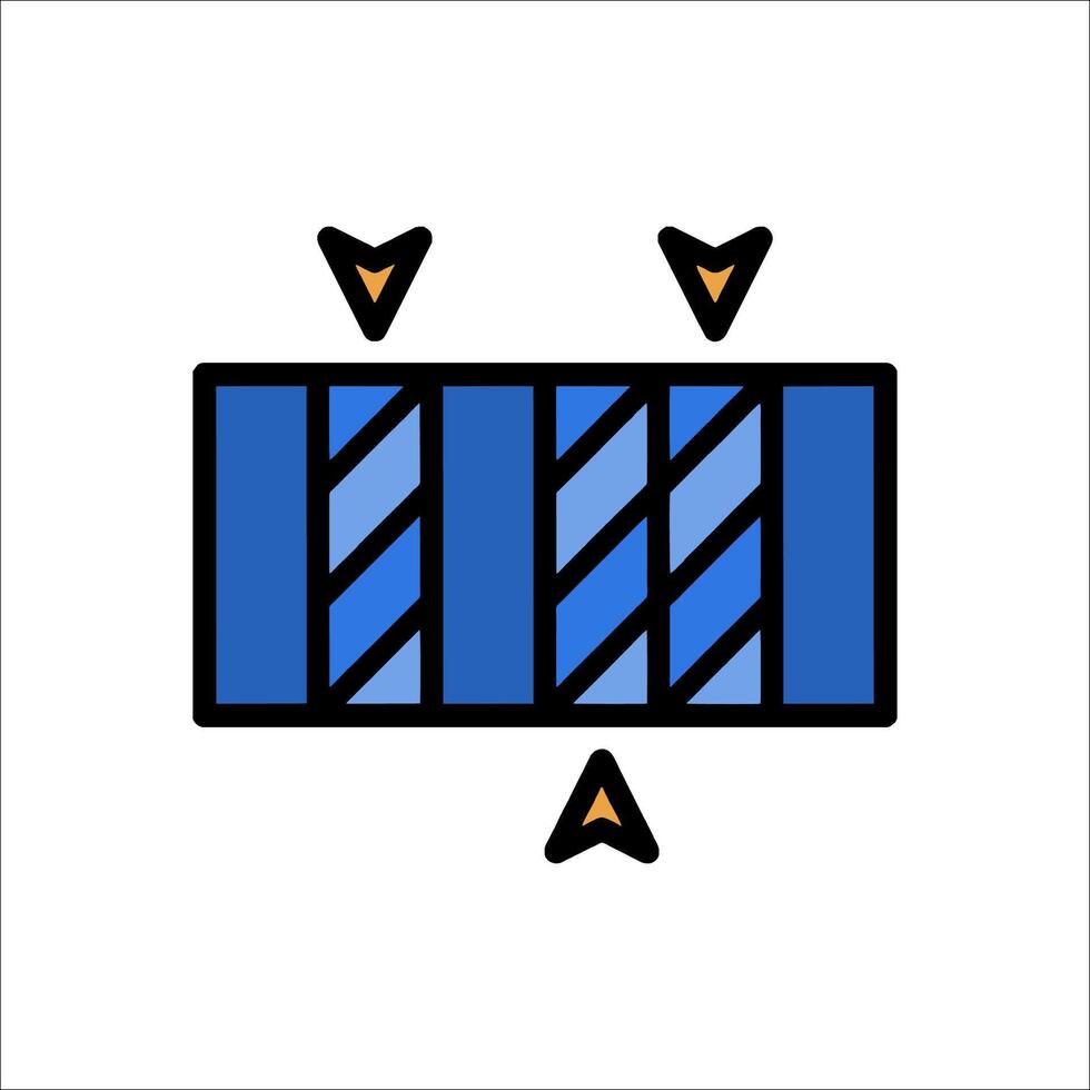 A blue and white icon of a battery vector