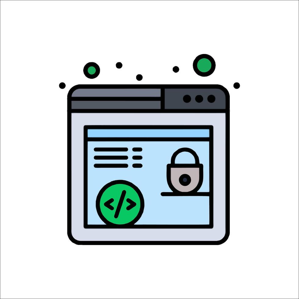 A web page with a lock icon and a green dot vector