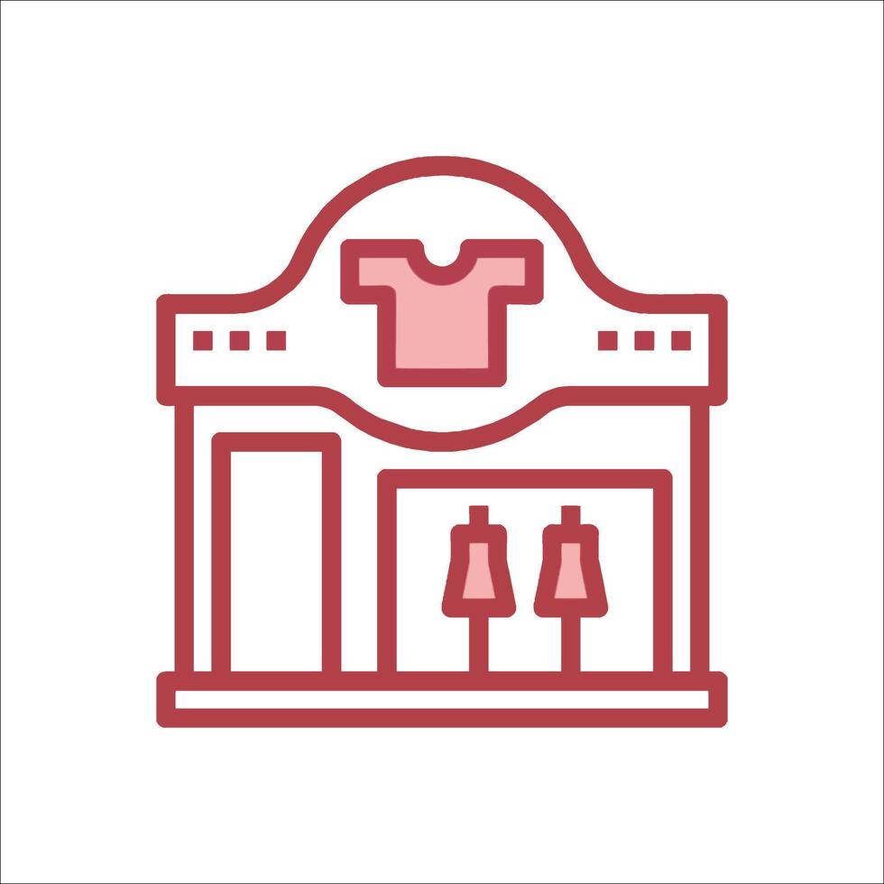 A red line icon of a clothing store vector
