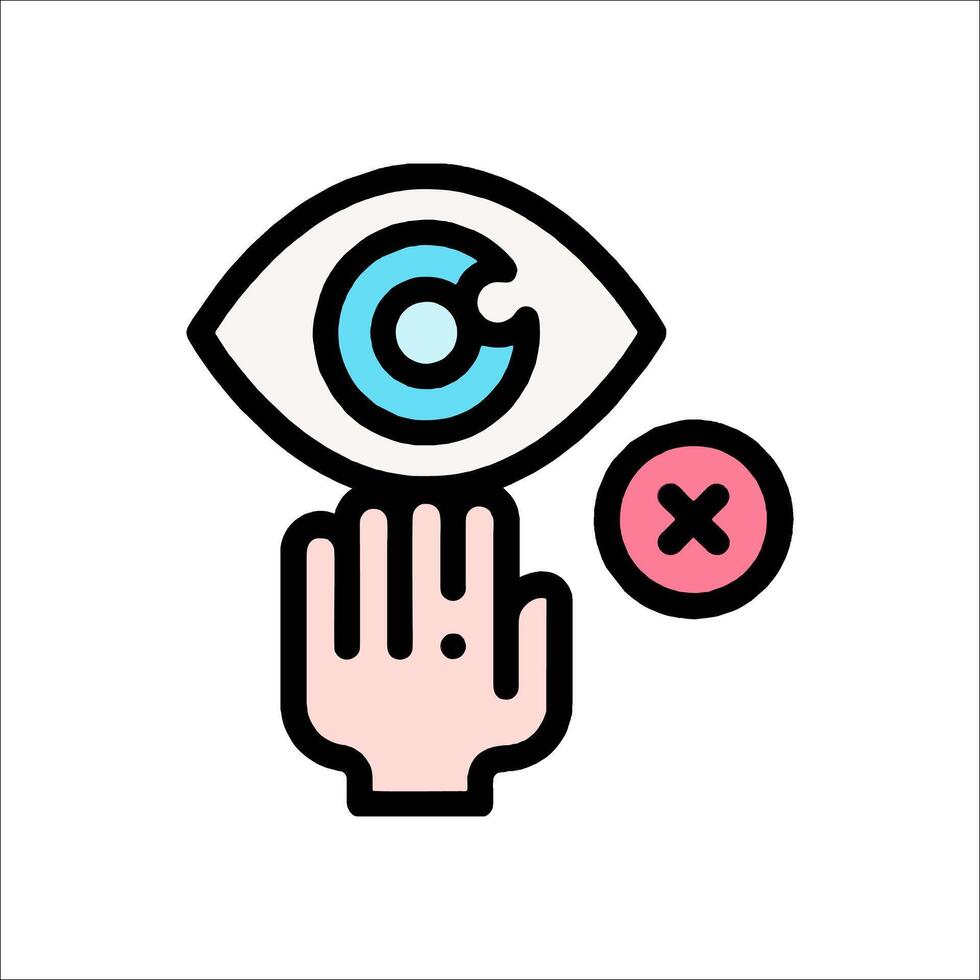A hand with an eye and a cross next to it vector