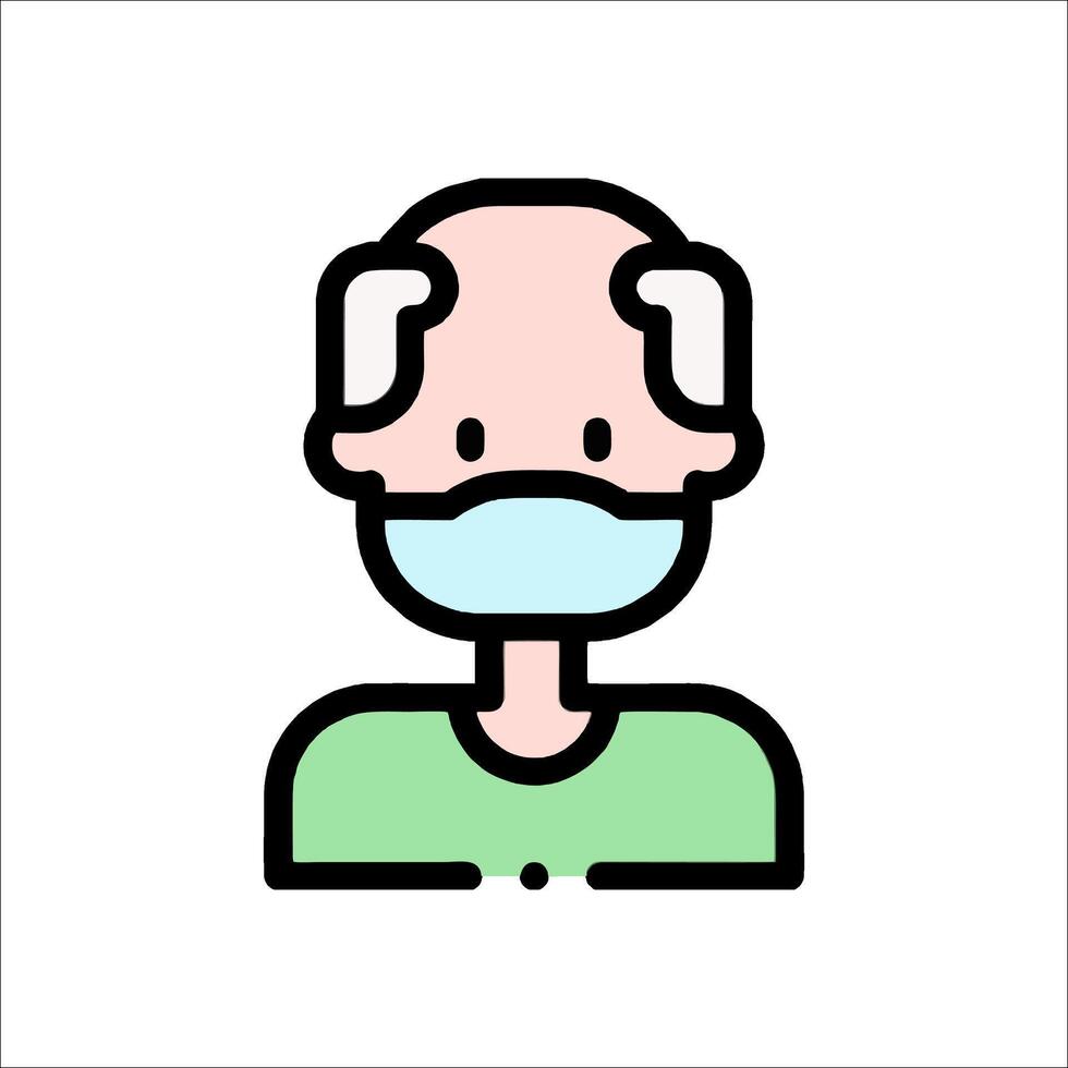 An elderly man wearing a surgical mask vector