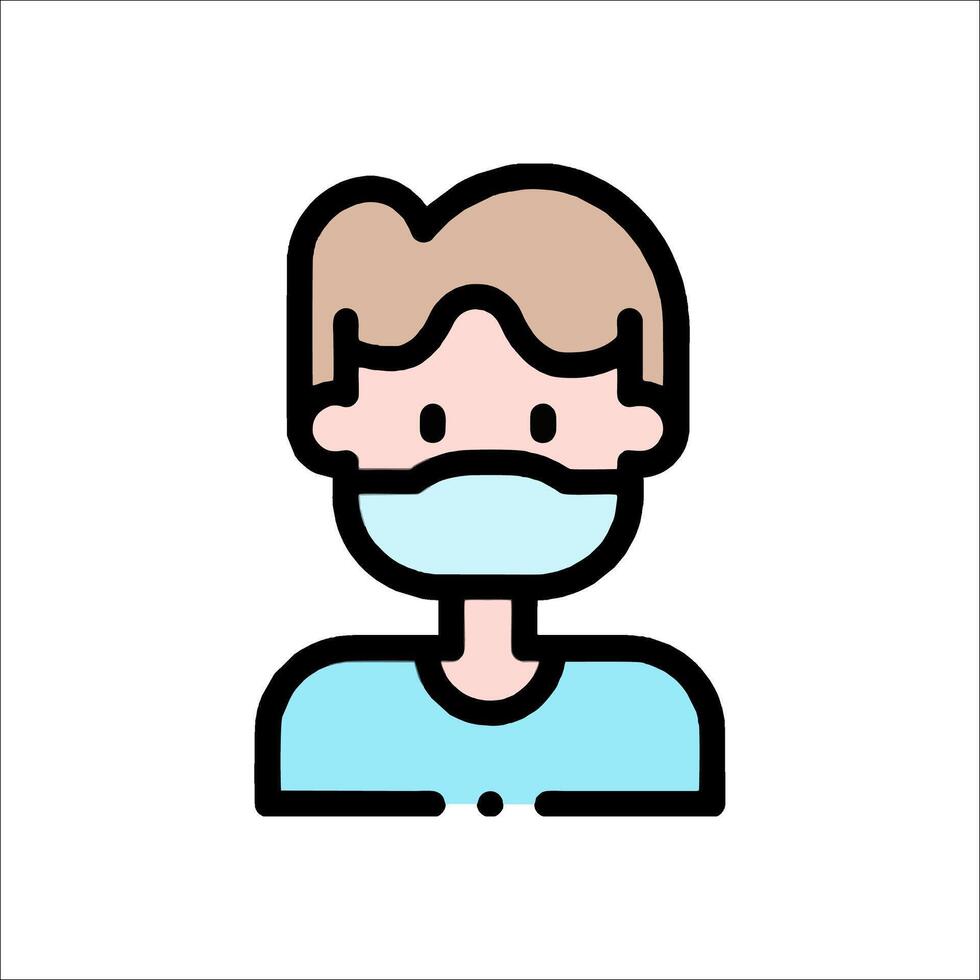 A man wearing a surgical mask icon vector
