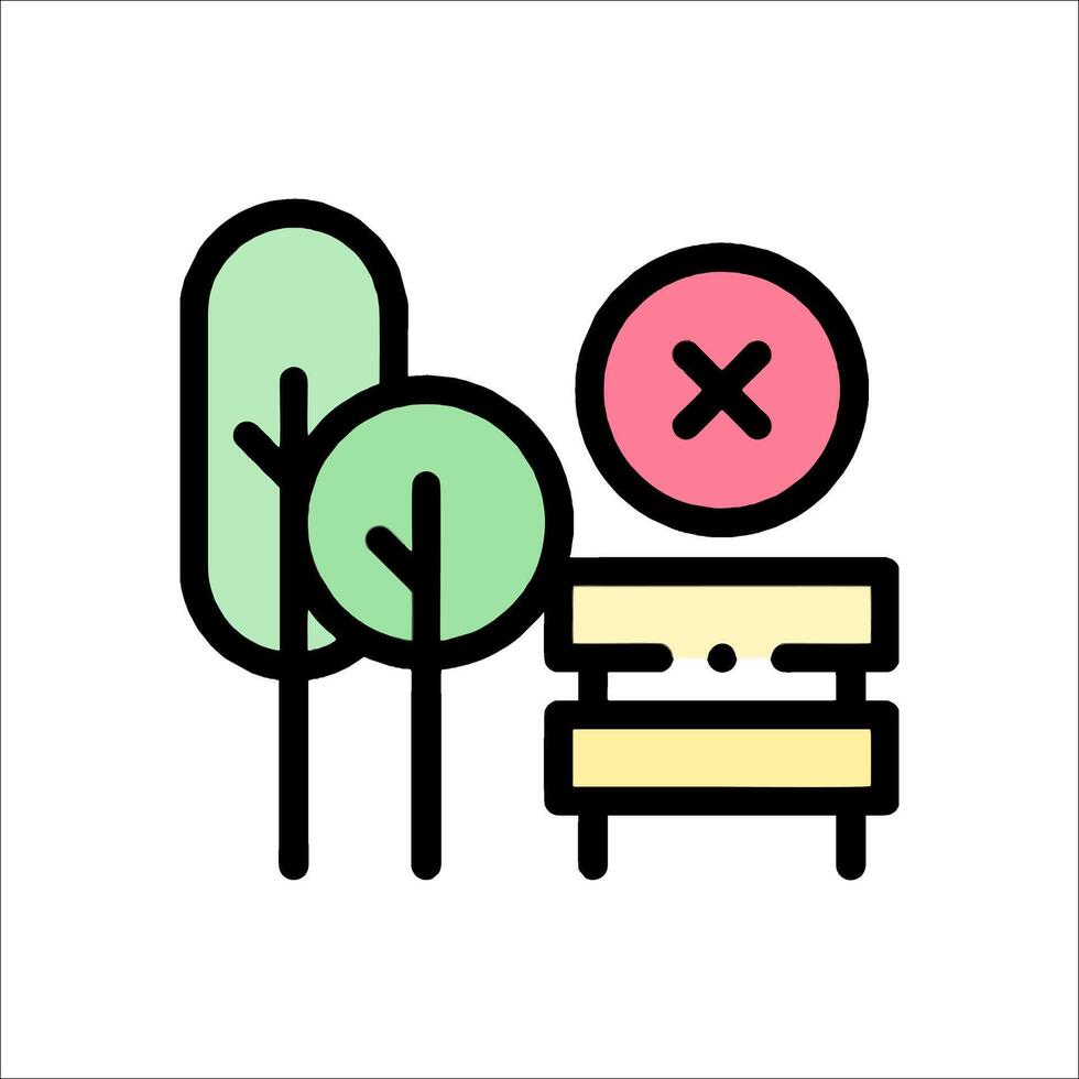 A line icon of a chair and a tree vector
