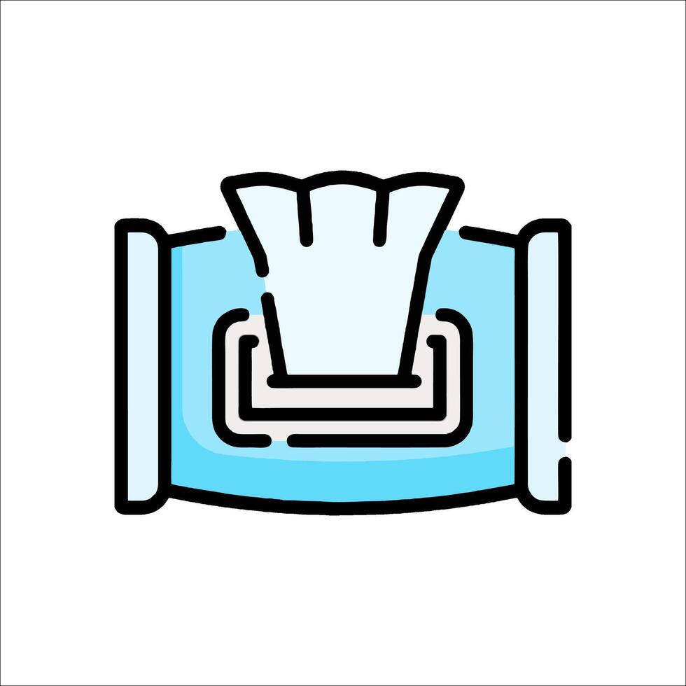 A blue and white icon of a toilet paper roll vector