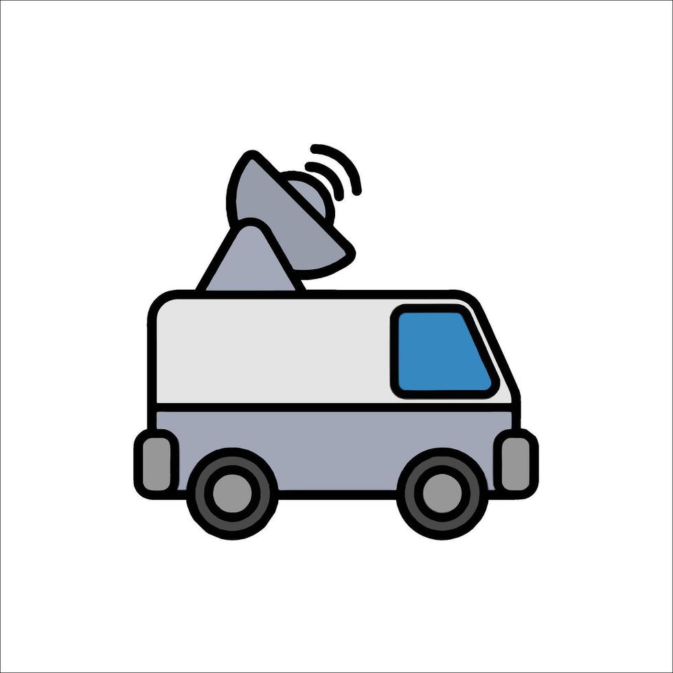 A truck with a satellite dish on top vector