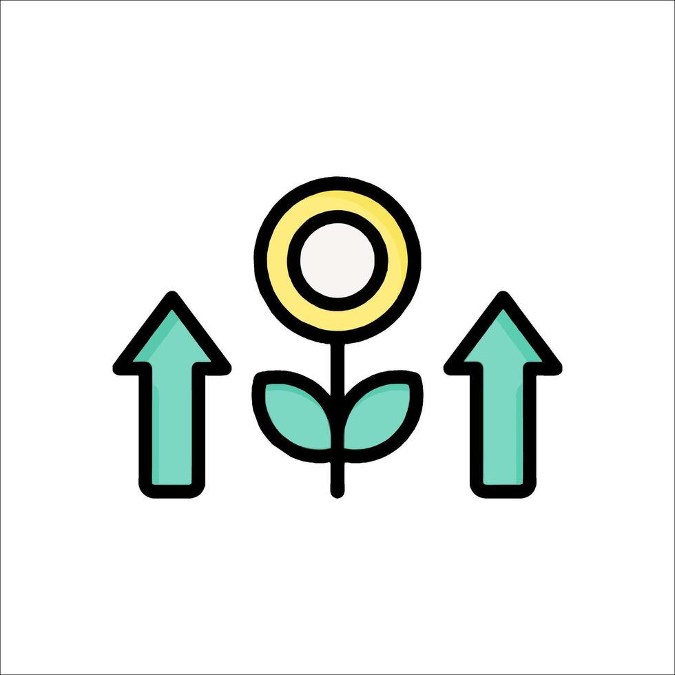 A flower and two arrows pointing up vector
