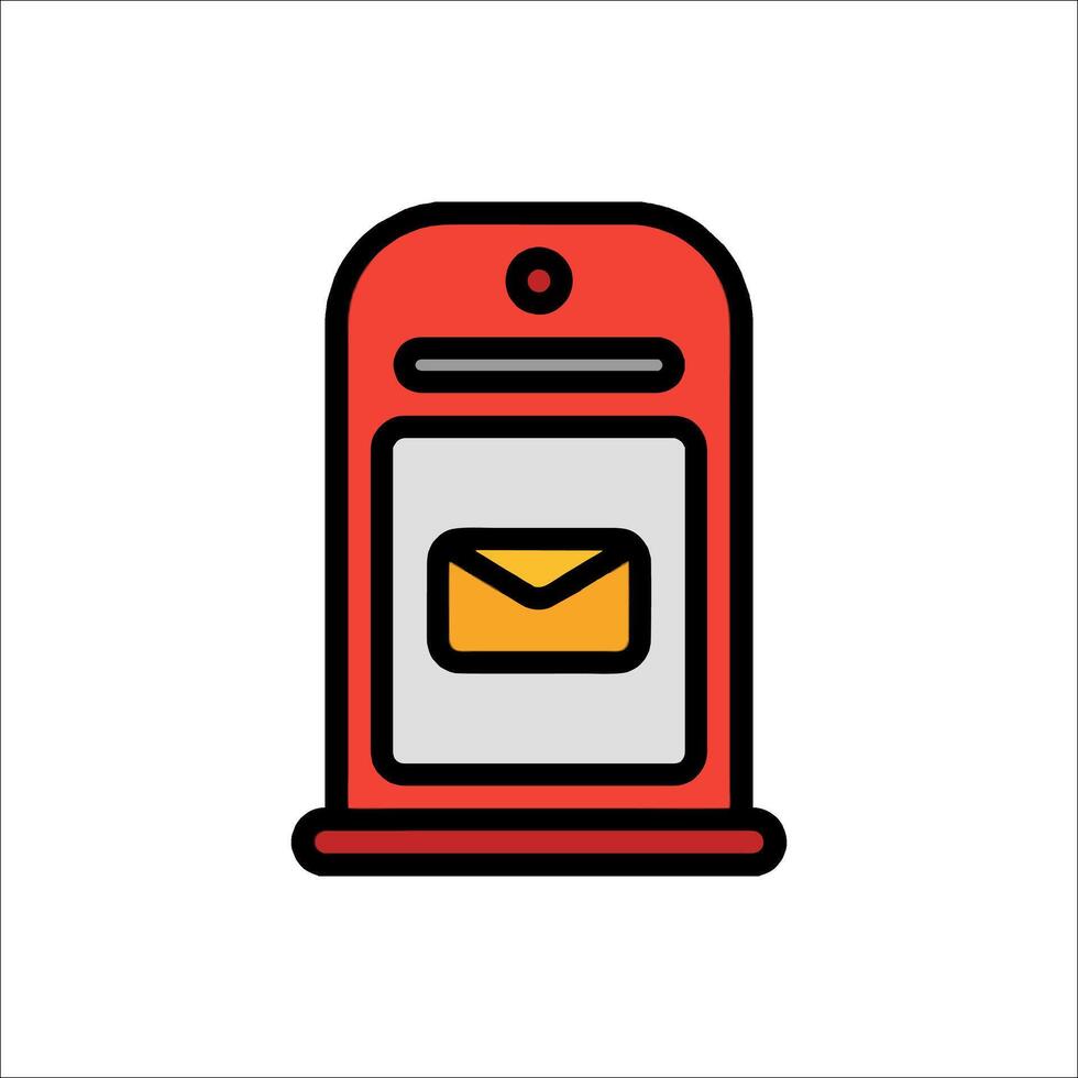 A red mailbox with an envelope inside vector